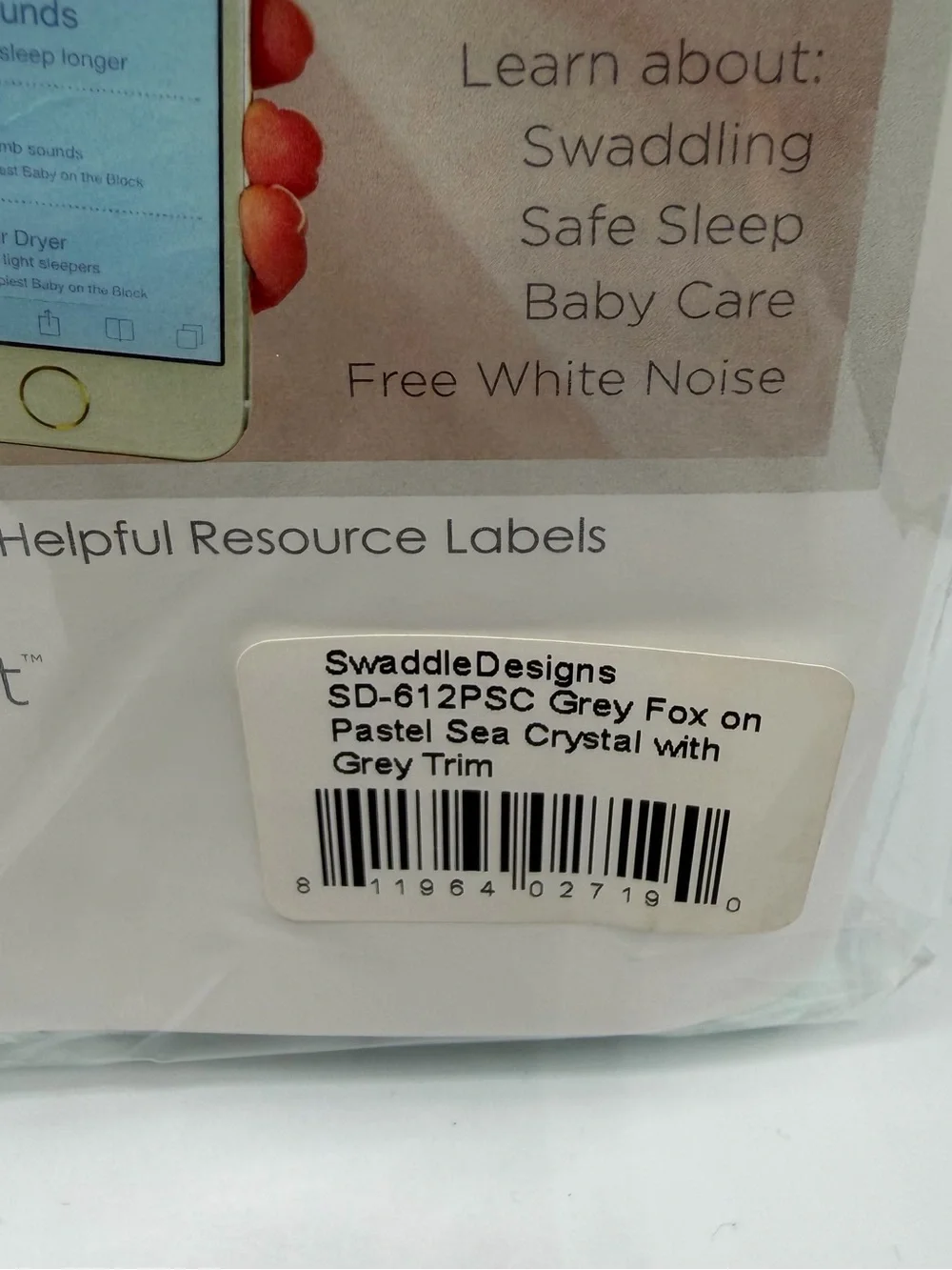 SwaddleDesigns Ultimate Swaddle Blanket Gray Fox Sea Crystal 42x42 NIP USA